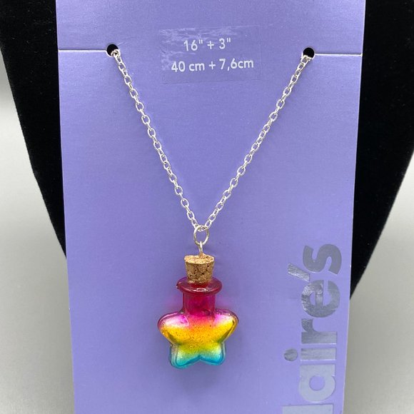 Rainbow Star Bottle with Glitter Pendant – Necklace & Earrings Set - Picture 4 of 5